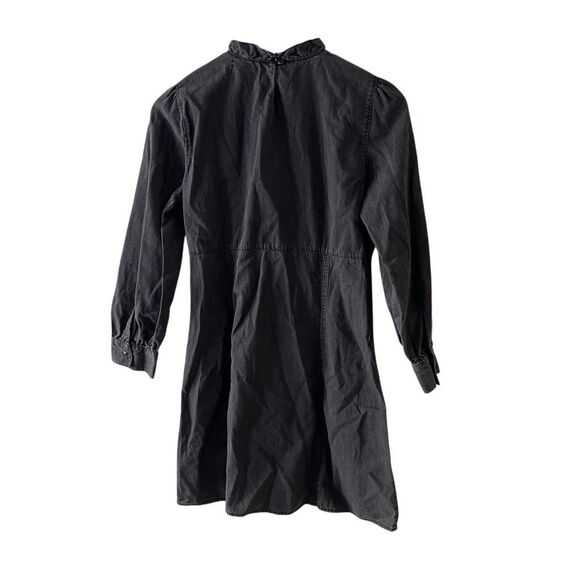 Madewell black mock neck ruffled mini long sleeve cotton dress size 4 academia b - Picture 4 of 8